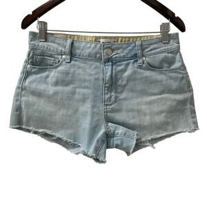 Paige Keira Light Wash Raw Hem Shorts Size 27